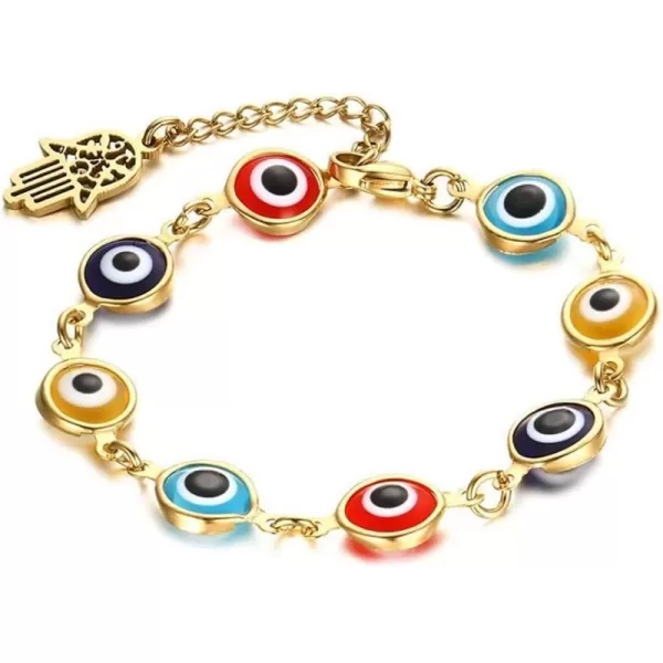 Evil Eye Hamsa Beaded Charm Bracelet for Women Girls Stainless Steel 14K Gold Plated Fatima Hand Amulet Bracelets Amulet Lucky Y2K Jewelry GiftEvil Eye Hamsa Beaded Charm Bracelet for Women Girls Stainless Steel 14K Gold Plated Fatima Hand Amulet Bracelets Amulet Lucky Y2K Jewelry Gift