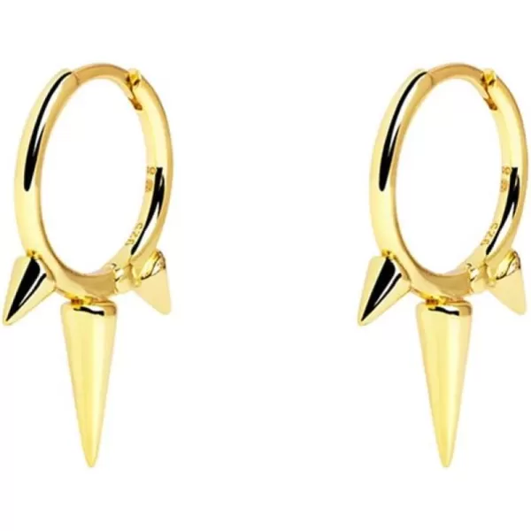 Fashion Spike Sterling Silver Hoop Earrings for Women Girls Men Hypoallergenic Minimalist Huggie Small Sleeper Hoops Cartilage Cuff Helix Stud Wrap Personalized Punk JewelryGold Plated