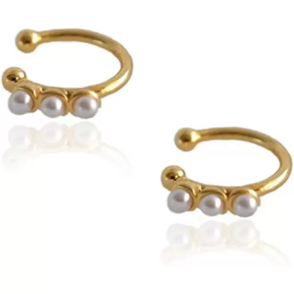 Faux Pearl Crown Cuffs Clip on Earrings for Women Teen Girls 925 Sterling Silver 14K Yellow Gold Plated Charm Hoop Cartilage Crawler Climber Cute Bead Wrap Non Piercing Ear Hypoallergenic Jewelry GiftFaux Pearl Crown Cuffs Clip on Earrings for Women Teen Girls 925 Sterling Silver 14K Yellow Gold Plated Charm Hoop Cartilage Crawler Climber Cute Bead Wrap Non Piercing Ear Hypoallergenic Jewelry Gift