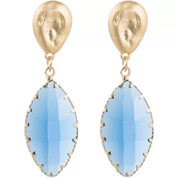Geometric Crystal Dangle Drop Statement Earrings for Women Girls Hypoallergenic Hammered Teardrop Gold Tone Dangling Studs Lightweight Earring Fashion Y2K Transparent Valentine Birthday JewelryBlue