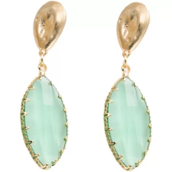 Geometric Crystal Dangle Drop Statement Earrings for Women Girls Hypoallergenic Hammered Teardrop Gold Tone Dangling Studs Lightweight Earring Fashion Y2K Transparent Valentine Birthday JewelryGreen