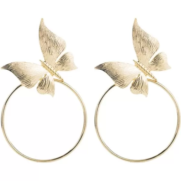 Gold Butterfly Circle Dangle Earrings for Women Girls Charms Big Round Hoop Drop Dangling Piercing Stud Earring Hypoallergenic Nickle Free Boho Party JewelryGold Butterfly Circle Dangle Earrings for Women Girls Charms Big Round Hoop Drop Dangling Piercing Stud Earring Hypoallergenic Nickle Free Boho Party Jewelry