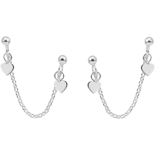 Heart Double Piercing Tassel Chain Dangle Drop Cartilage Ball Bead Stud Earrings for Women Girls 925 Sterling Silver Hypoallergenic Double Love Charms 2 Hole Tragus Climber Fashion Cute Birthday Valentine JewelryHeart Double Piercing Tassel Chain Dangle Drop Cartilage Ball Bead Stud Earrings for Women Girls 925 Sterling Silver Hypoallergenic Double Love Charms 2 Hole Tragus Climber Fashion Cute Birthday Valentine Jewelry
