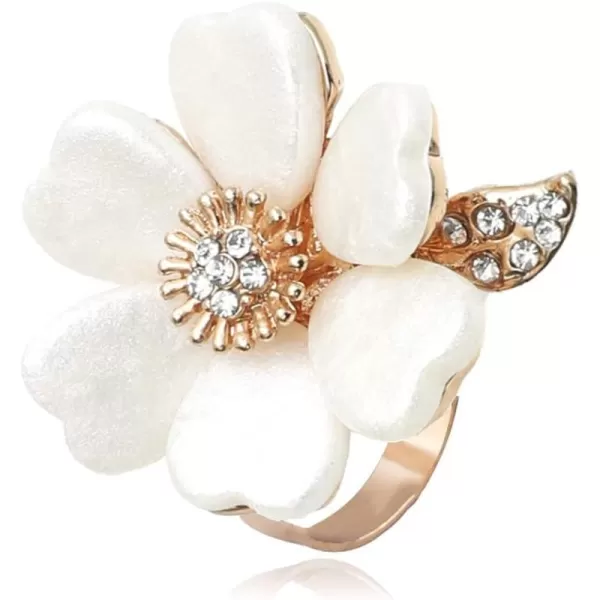 Heart Shaped Shell Pearl Flower Ring for Women Girls Vintage Gold Plated Elegant Big Statement Crystal Leaf Finger Pinky Rings Size 5 Comfort Fit Dainty Floral Jewelry Gifts for Mom SisterHeart Shaped Shell Pearl Flower Ring for Women Girls Vintage Gold Plated Elegant Big Statement Crystal Leaf Finger Pinky Rings Size 5 Comfort Fit Dainty Floral Jewelry Gifts for Mom Sister