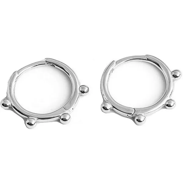 Huggie Beaded Small Sleeper Hoop Earrings for Women Girls 925 Sterling Silver Minimalist Tiny Ball Bead Stud Cuff Cartilage Helix Wrap Fashion Dainty Hypoallergenic JewelrySilver