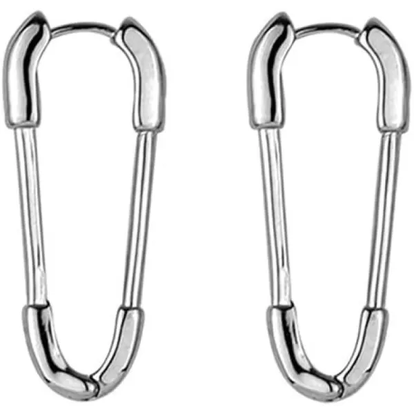 Huggie Safety Pin Small Hoop Earrings for Women Girls 925 Silver Plated Minimalist Cartilage Sleeper Hoops Lightweight Lock Dangle Drop Fashion Simple JewelrySilver