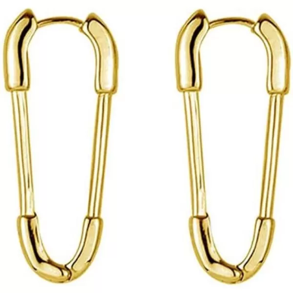 Huggie Safety Pin Small Hoop Earrings for Women Girls 925 Silver Plated Minimalist Cartilage Sleeper Hoops Lightweight Lock Dangle Drop Fashion Simple JewelryGold
