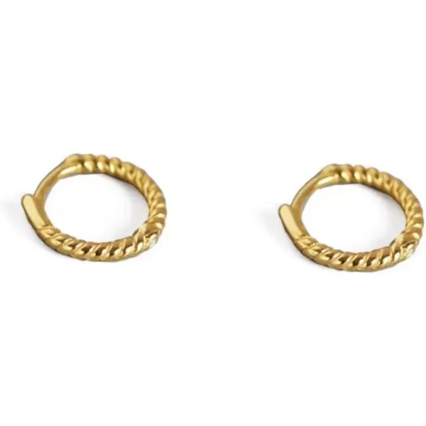 Huggie Small Hoop Earrings for Women Girls Sterling Silver Minimalist Cartilage Cuff Tragus Helix Huggie Endless Sleeper Hoops Hypoallergenic for Piercing Ear Faith Body Jewelry22g 8mm Gold