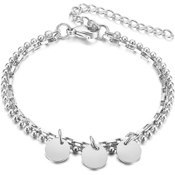 Layered Stainless Steel Bracelet for Women Girls Charm Round Disc Tassel Drop Ball Bead Safety Pin Different Chains Hypoallergenic Fashion Punk Personalized Link Bracelet BFF Gifts for Mom DaughterLayered Stainless Steel Bracelet for Women Girls Charm Round Disc Tassel Drop Ball Bead Safety Pin Different Chains Hypoallergenic Fashion Punk Personalized Link Bracelet BFF Gifts for Mom Daughter