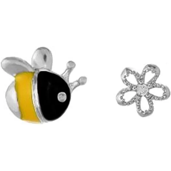 Little Cute Bee Flower Earrings for Teen Girls 925 Sterling Silver Crystal Enamle Tiny Small Animal Bumble Honey Bees Studs Tragus Post Asymmetrical Hypoallergenic Earring for Daughter SilverLittle Cute Bee Flower Earrings for Teen Girls 925 Sterling Silver Crystal Enamle Tiny Small Animal Bumble Honey Bees Studs Tragus Post Asymmetrical Hypoallergenic Earring for Daughter Silver