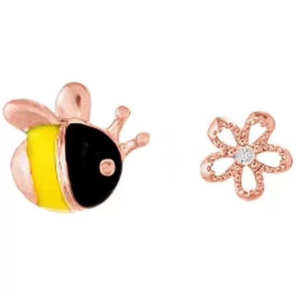Little Cute Bee Flower Earrings for Teen Girls 925 Sterling Silver Crystal Enamle Tiny Small Animal Bumble Honey Bees Studs Tragus Post Asymmetrical Hypoallergenic Earring for Daughter Rose GoldLittle Cute Bee Flower Earrings for Teen Girls 925 Sterling Silver Crystal Enamle Tiny Small Animal Bumble Honey Bees Studs Tragus Post Asymmetrical Hypoallergenic Earring for Daughter Rose Gold