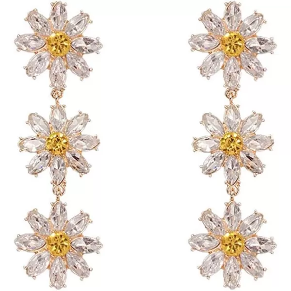 Long Crystal Daisy Flower Statement Drop Earrings for Women Girls S925 Sterling Silver Post 3 TwoTone Cubic Zirconia Sunflower Dangle Stud Earring Exaggerated Sparkle Wedding Party JewelryLong Crystal Daisy Flower Statement Drop Earrings for Women Girls S925 Sterling Silver Post 3 TwoTone Cubic Zirconia Sunflower Dangle Stud Earring Exaggerated Sparkle Wedding Party Jewelry