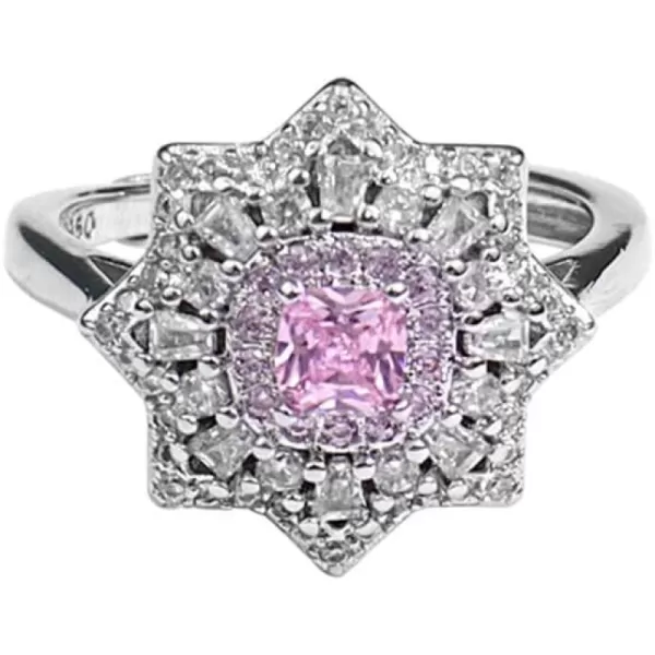 Luxury Princess Cut CZ Wedding Engagement Ring for Women Girls Silver Tone Fashion Pink Diamond Expandable Adjustable Wrap Rings Comfort Fit Dainty Valentine Anniversary Party Jewelry Gift for HerLuxury Princess Cut CZ Wedding Engagement Ring for Women Girls Silver Tone Fashion Pink Diamond Expandable Adjustable Wrap Rings Comfort Fit Dainty Valentine Anniversary Party Jewelry Gift for Her