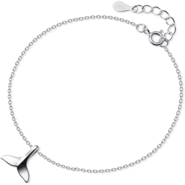 Mermaid Tail Bracelet for Women Girls Sterling Silver 18k White Gold Plated Cute Delicate Polished Fish Dolphin Whale Tail Adjustable Charm Link Bracelets for Pet Lover Animal Keepsake Jewelry GiftsMermaid Tail Bracelet for Women Girls Sterling Silver 18k White Gold Plated Cute Delicate Polished Fish Dolphin Whale Tail Adjustable Charm Link Bracelets for Pet Lover Animal Keepsake Jewelry Gifts