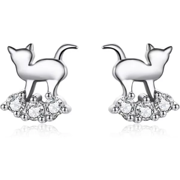 Mini Cat Sterling Silver Stud Earrings for Teen Girls Cubic Zironia Tiny Cute Kitty Animal Tragus Lucky Post Pin Hypoallergenic Rhodium Plated Jewelry Dainty Gifts for DaughterMini Cat Sterling Silver Stud Earrings for Teen Girls Cubic Zironia Tiny Cute Kitty Animal Tragus Lucky Post Pin Hypoallergenic Rhodium Plated Jewelry Dainty Gifts for Daughter
