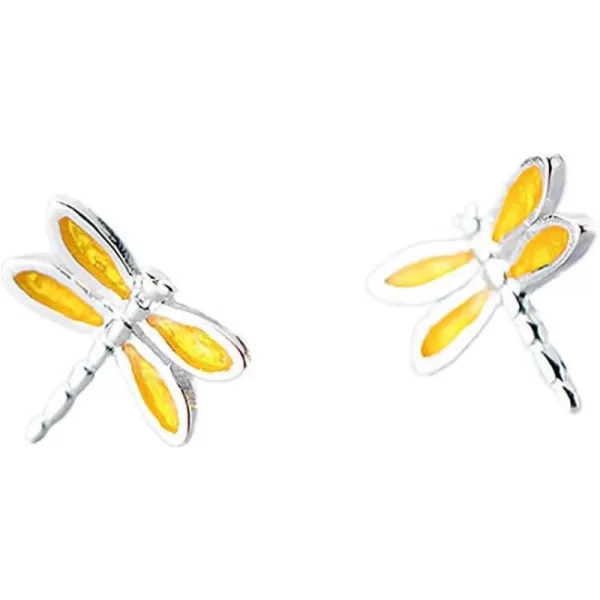 Mini Cute Animal Earrings 925 Sterling Silver Tiny Stud Earring for Teen Girls Hypoallergenic Bee Elephant Dragonfly Giraffe Ladybird Post Jewelry Dainty Gift for DaughterDragonfly