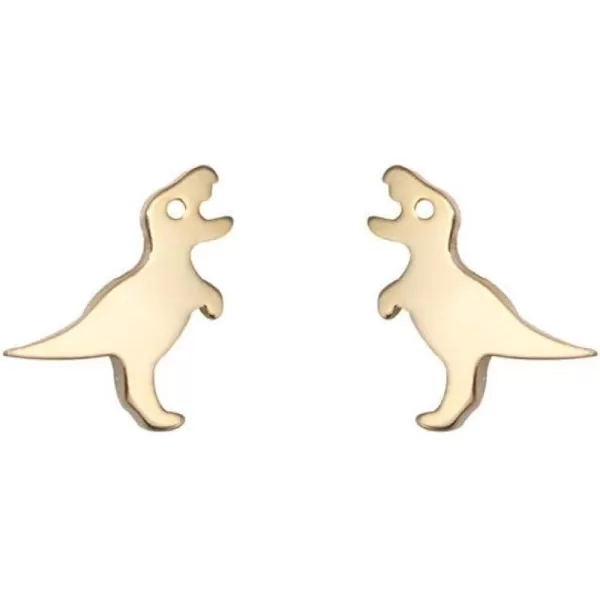 Mini Cute Dinosaur Stud Earrings for Women Girls Men Sterling Silver Hypoallergenic Tiny Dragon Brontosaurus Animal Cartilage Tragus Post Fashion Minimalist JewelryGold Plated