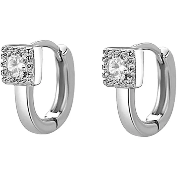 Mini Princess Round Cut CZ Small Hoop Cartilage Earrings for Women Teen Girls S925 Sterling Silver Tiny Square Crystal Diamond Hypoallergenic Dainty Sleeper Hoops Jewelry Gifts for Petite Ear 7mmMini Princess Round Cut CZ Small Hoop Cartilage Earrings for Women Teen Girls S925 Sterling Silver Tiny Square Crystal Diamond Hypoallergenic Dainty Sleeper Hoops Jewelry Gifts for Petite Ear 7mm
