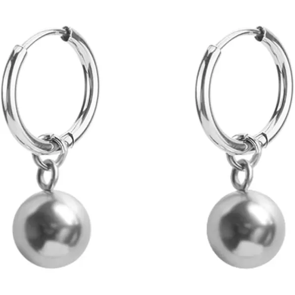 Minimalist 10mm Ball Dangle Small Hoop Earrings for Women Girls Men Stainless Steel with Charms Geometric Polished Round Circle Bead Dropping Huggie Hoops Cartilage Hypoallergenic Fashion Punk JewelryMinimalist 10mm Ball Dangle Small Hoop Earrings for Women Girls Men Stainless Steel with Charms Geometric Polished Round Circle Bead Dropping Huggie Hoops Cartilage Hypoallergenic Fashion Punk Jewelry