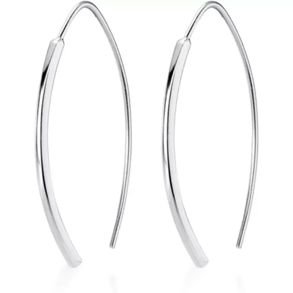 Minimalist Arc Bar Dangle Drop Earrings for Women Girls Men Sterling Silver Geometric Rectangular Simple Hoop Cuff Curving Threader Hypoallergenic Stud Personalized Jewelry GiftsSilver