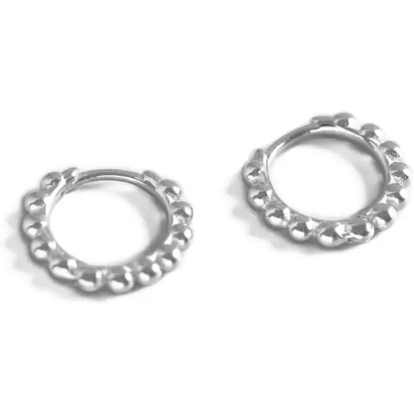 Minimalist Ball Bead Small Hoop Earrings for Women Girls S925 Sterling Silver Pierced Ear Simple Cartilage Tragus Sleeper Huggie Mini Hoops Irregular Tiny Dot Hinged Fashion Jewelry8mm silver