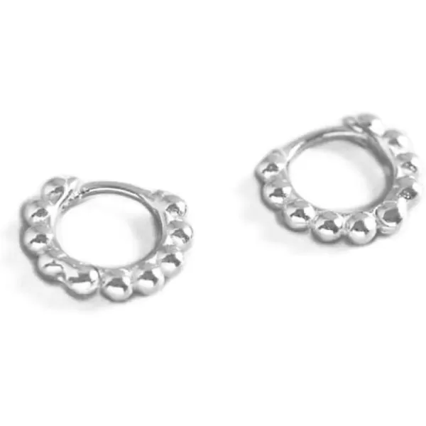 Minimalist Ball Bead Small Hoop Earrings for Women Girls S925 Sterling Silver Pierced Ear Simple Cartilage Tragus Sleeper Huggie Mini Hoops Irregular Tiny Dot Hinged Fashion Jewelry6mm silver