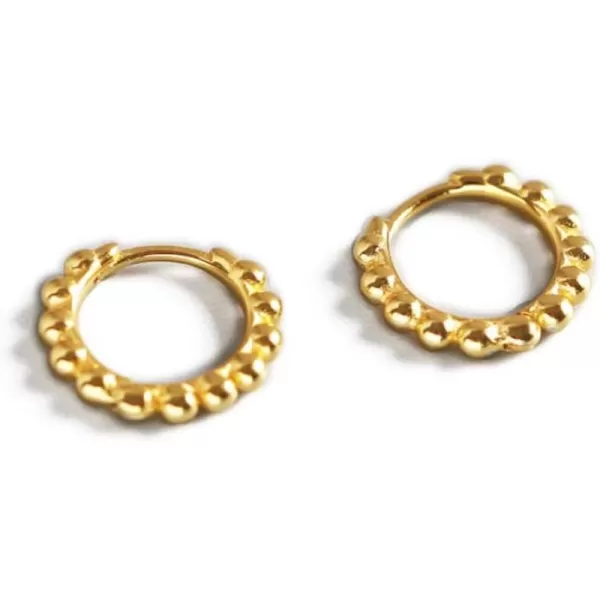 Minimalist Ball Bead Small Hoop Earrings for Women Girls S925 Sterling Silver Pierced Ear Simple Cartilage Tragus Sleeper Huggie Mini Hoops Irregular Tiny Dot Hinged Fashion Jewelry8mm gold plated
