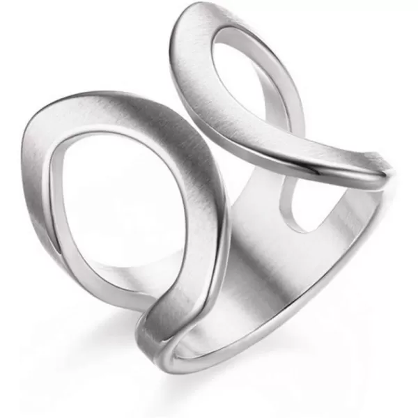 Minimalist Butterfly Open Ring for Women Girls Stainless Steel Statement Expandable Double Wave Band Thumb Finger Best Friend Rings Comfort Fit Tarnish Resistan Fashion Jewelry Size 8Silver