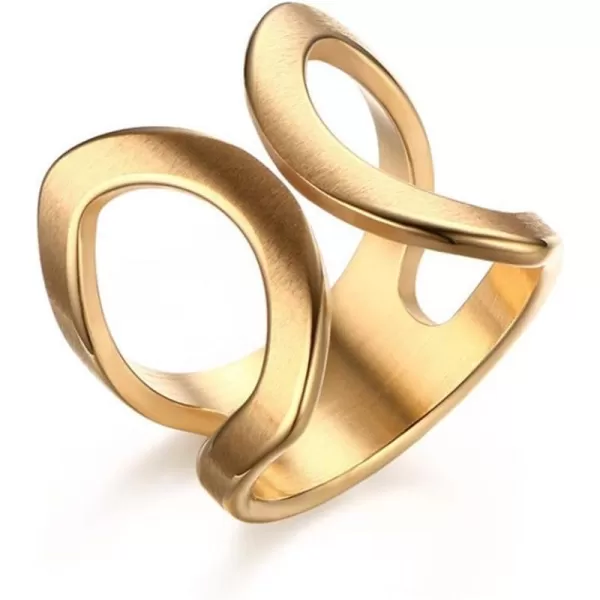 Minimalist Butterfly Open Ring for Women Girls Stainless Steel Statement Expandable Double Wave Band Thumb Finger Best Friend Rings Comfort Fit Tarnish Resistan Fashion Jewelry Size 8Gold