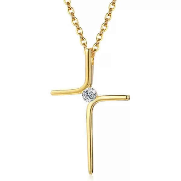 Minimalist Gold Cross Necklace with Charm Crystal for Women Girls Stainless Steel Dainty Faith Crucifix Zirconia Pendant Simple Link Curb Chain Fashion Jewelry Birthday Wedding Payer GiftsMinimalist Gold Cross Necklace with Charm Crystal for Women Girls Stainless Steel Dainty Faith Crucifix Zirconia Pendant Simple Link Curb Chain Fashion Jewelry Birthday Wedding Payer Gifts