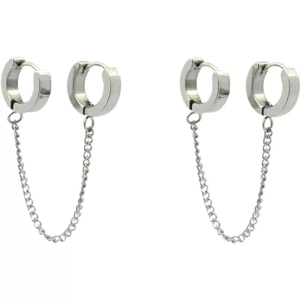 Minimalist Pair Double Hoop Tassel Dangle Earrings for Women Girls Men Stainless Steel Small Huggie Dangle Slave Chain Drop 2nd Hole Helix Post Multiple Studs Lobe Piercing Cuff Cartilage Fashion Unisex JewelryMinimalist Pair Double Hoop Tassel Dangle Earrings for Women Girls Men Stainless Steel Small Huggie Dangle Slave Chain Drop 2nd Hole Helix Post Multiple Studs Lobe Piercing Cuff Cartilage Fashion Unisex Jewelry