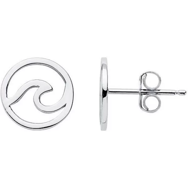 Minimalist Round Ocean Wave Tiny Stud Earrings for Women Girls Men Sterling Silver Simple Small Studs Tragus Post Hypoallergenic Holiday Sea Beach Jewelry Gifts for Surfer LoverSilver