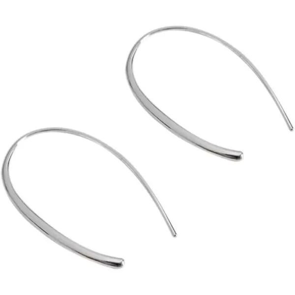 Minimalist Upside Down Drop Dangle Open Hoop Earrings for Women Girls S925 Sterling Silver Lightweight Wire Needle Thin Threader U Shape Earring Hypoallergenic Jewelry GiftsSterling Silver