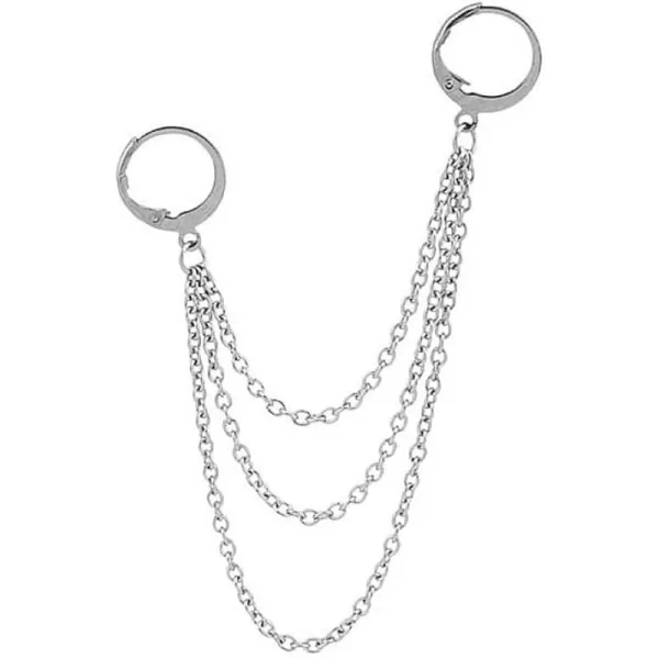 Punk Minimalist Double Hoop Earrings for Women Girls Stainless Steel Pair Small Hoop Layered Tassel Slave Chain Dangle Drop Piercing Ear Cuff Cartilage Men Personalized Goth Jewelry for BTS Fans 1Punk Minimalist Double Hoop Earrings for Women Girls Stainless Steel Pair Small Hoop Layered Tassel Slave Chain Dangle Drop Piercing Ear Cuff Cartilage Men Personalized Goth Jewelry for BTS Fans 1