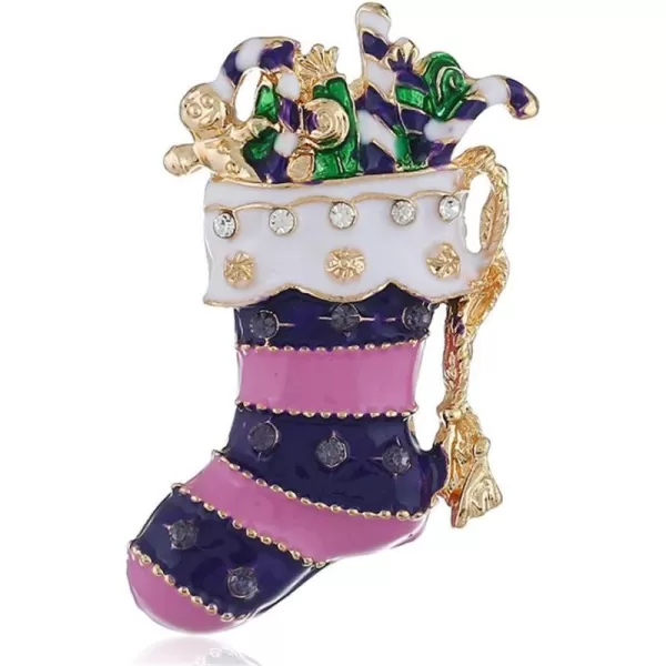 Purple Santa Stocking Sock Candy Gift Christmas Brooches Pin for Women Girls Men Rhinestone CZ Crystal Alloy Gold Plated Cute Snowman Brooch Dress Accessories Party Decor Jewelry GiftsPurple Santa Stocking Sock Candy Gift Christmas Brooches Pin for Women Girls Men Rhinestone CZ Crystal Alloy Gold Plated Cute Snowman Brooch Dress Accessories Party Decor Jewelry Gifts