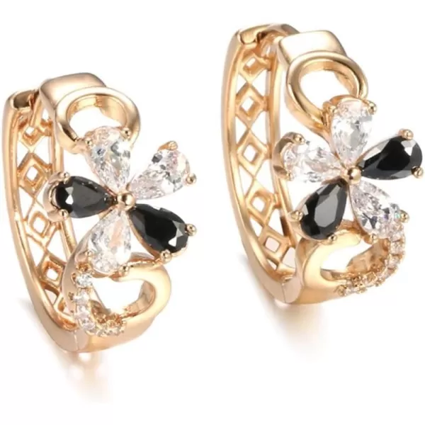 Retro CZ Flower Hoop Earrings for Women Girls Rose Gold Black Cubic Zirconia Hypoallergenic Huggie Hoops Dainty Lightweight Earring Gifts Wedding Birthday PartyRetro CZ Flower Hoop Earrings for Women Girls Rose Gold Black Cubic Zirconia Hypoallergenic Huggie Hoops Dainty Lightweight Earring Gifts Wedding Birthday Party