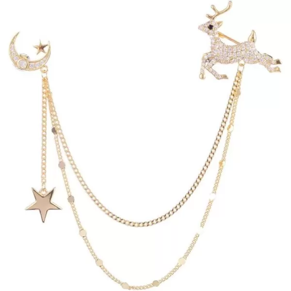 Rhinestone Deer Brooches Pin for Women Girls Fashion Crystal Delicate Animal Moon Star Elk Brooch Lapel Pins Accessories Corsage Lucky Christamas Holiday Jewelry Birthday BFF GiftRhinestone Deer Brooches Pin for Women Girls Fashion Crystal Delicate Animal Moon Star Elk Brooch Lapel Pins Accessories Corsage Lucky Christamas Holiday Jewelry Birthday BFF Gift