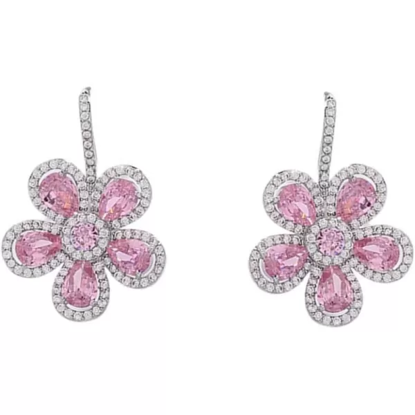 Rhinestone Flower Dangle Hook Earrings 925 Sterling Silver Stud Post for Women Girls with Charms Fashion Luxury Crystal Camellia Sunflower Daisy Drop Dangling Dainty Wedding Christmas Jewelry GiftsSilver
