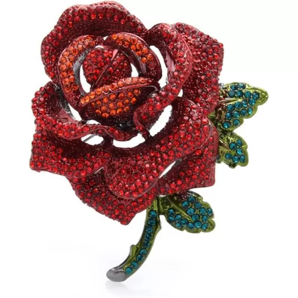 Rhinestone Rose Flower Brooch Pin for Women Men Fashion Red Green Crystal Big Leaf Brooch Lapel Pins Elegant Dress Accessories Jewelry Boutonniere Corsage for Hat Bag Suit Tie Gift Wedding BirthdayRhinestone Rose Flower Brooch Pin for Women Men Fashion Red Green Crystal Big Leaf Brooch Lapel Pins Elegant Dress Accessories Jewelry Boutonniere Corsage for Hat Bag Suit Tie Gift Wedding Birthday