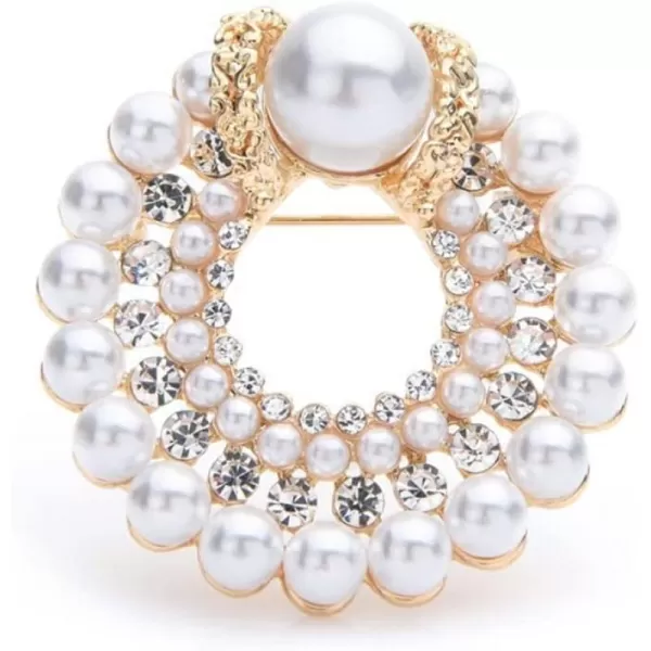 Rhinestone Shell Pearl Wreath Wedding Brooch Corsage Silk Scarf Clip for Women Girls Fashion Crystal Round Brooches Lapel Brestpin Elegant Delicate Dress Accessories Birthday Christmas Party Decor Jewelry GiftRhinestone Shell Pearl Wreath Wedding Brooch Corsage Silk Scarf Clip for Women Girls Fashion Crystal Round Brooches Lapel Brestpin Elegant Delicate Dress Accessories Birthday Christmas Party Decor Jewelry Gift