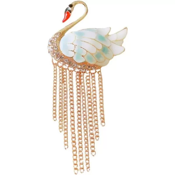 Rhinestone Swan Animal Brooch Pin for Women Girls Fashion Gold Tone Enameled Tassel Chain Drop Dangle Brooches Lapel Pins Dainty Dress Accessories Jewelry for Hat Bag Suit Tie Birthday AnniversaryRhinestone Swan Animal Brooch Pin for Women Girls Fashion Gold Tone Enameled Tassel Chain Drop Dangle Brooches Lapel Pins Dainty Dress Accessories Jewelry for Hat Bag Suit Tie Birthday Anniversary
