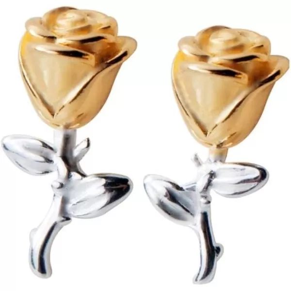 Rose Flower Sterling Silver Stud Earrings for Women Girls Hypoallergenic Nickel Free Pierced Ear TwoTone 18K Gold Plated Bloosom Leaf Post Pin Dainty Jewelry Birthday Christmas Valentines Day GiftsRose Flower Sterling Silver Stud Earrings for Women Girls Hypoallergenic Nickel Free Pierced Ear TwoTone 18K Gold Plated Bloosom Leaf Post Pin Dainty Jewelry Birthday Christmas Valentines Day Gifts