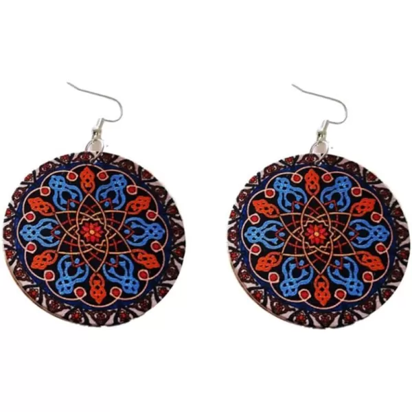 Round Wooden Dangle Earrings for Women Girl African Ethnic Queen Painted Figure Drop Earring Boho Lightweight Ear Hook Stud JewelryRound Wooden Dangle Earrings for Women Girl African Ethnic Queen Painted Figure Drop Earring Boho Lightweight Ear Hook Stud Jewelry