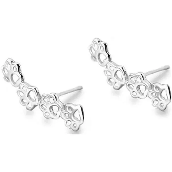 S925 Sterling Silver Puppy Dog Cat Pet Paw Print Cuff Stud Earrings for Women Teen Girls Pierced Ears Climber Crawler 14K White Gold Plated Cute Dainty Kitten Animal Footprint Hypoallergenic JewelryS925 Sterling Silver Puppy Dog Cat Pet Paw Print Cuff Stud Earrings for Women Teen Girls Pierced Ears Climber Crawler 14K White Gold Plated Cute Dainty Kitten Animal Footprint Hypoallergenic Jewelry