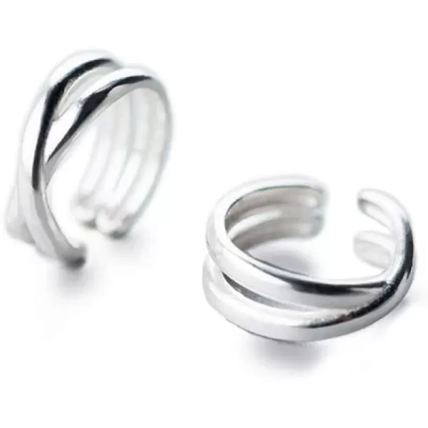 Simple Cuff Wrap Clip Earrings for Women Girls S925 Sterling Silver Double Bands layered X Criss Cross Knot Circle Open Hoop Earrings Minimalist Small Cartilage Non Piercing Fashion Unisex JewelrySimple Cuff Wrap Clip Earrings for Women Girls S925 Sterling Silver Double Bands layered X Criss Cross Knot Circle Open Hoop Earrings Minimalist Small Cartilage Non Piercing Fashion Unisex Jewelry