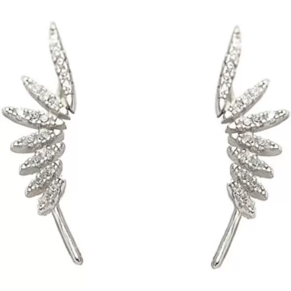 Small CZ Feather Cuff Wrap Earrings for Women Girls 925 Sterling Silver Cubic Zirconia Leaf Climber Crawler Hypoallergenic Dangle Drop Jewelry Birthday Wedding AnniversarySmall CZ Feather Cuff Wrap Earrings for Women Girls 925 Sterling Silver Cubic Zirconia Leaf Climber Crawler Hypoallergenic Dangle Drop Jewelry Birthday Wedding Anniversary
