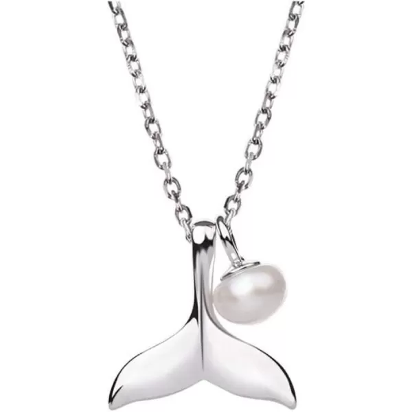 Small Mermaid Tail Necklace for Women Teen Girls Sterling Silver Tiny Pearl Cute Choker Pendant Necklaces Thin Link Chain Birthday Christmas Valentines Day Gifts for Daughter Sister 16 inchSilver