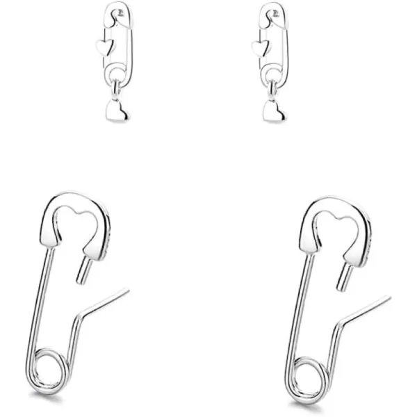 Small Safety Pin Stud Earrings Set for Women Girls Silver Plated Hypoallergenic Tiny Cute Love Heart Charms Drop Dangle Cartilage Tragus Post Piercing Body Jewelry 2 PairsSmall Safety Pin Stud Earrings Set for Women Girls Silver Plated Hypoallergenic Tiny Cute Love Heart Charms Drop Dangle Cartilage Tragus Post Piercing Body Jewelry 2 Pairs