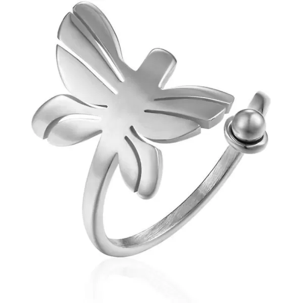 Stacking Butterfly Bead Stainless Steel Statement Ring for Women Girls Adjustable Open Band High Polished Comfor Fit Animal Wings Finger Rings Vintage Jewelry Birthday Holiday Gift for Mom SisterStacking Butterfly Bead Stainless Steel Statement Ring for Women Girls Adjustable Open Band High Polished Comfor Fit Animal Wings Finger Rings Vintage Jewelry Birthday Holiday Gift for Mom Sister