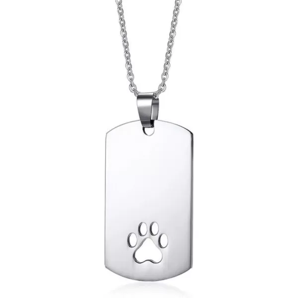 Stainless Steel Paw Print Necklace for Women Men Dog Tag Personalized Polished Cat Pet Pawprint Pendant Charm Chain Minimalist Geometrical Rectangular Necklaces 20 inchesStainless Steel Paw Print Necklace for Women Men Dog Tag Personalized Polished Cat Pet Pawprint Pendant Charm Chain Minimalist Geometrical Rectangular Necklaces 20 inches